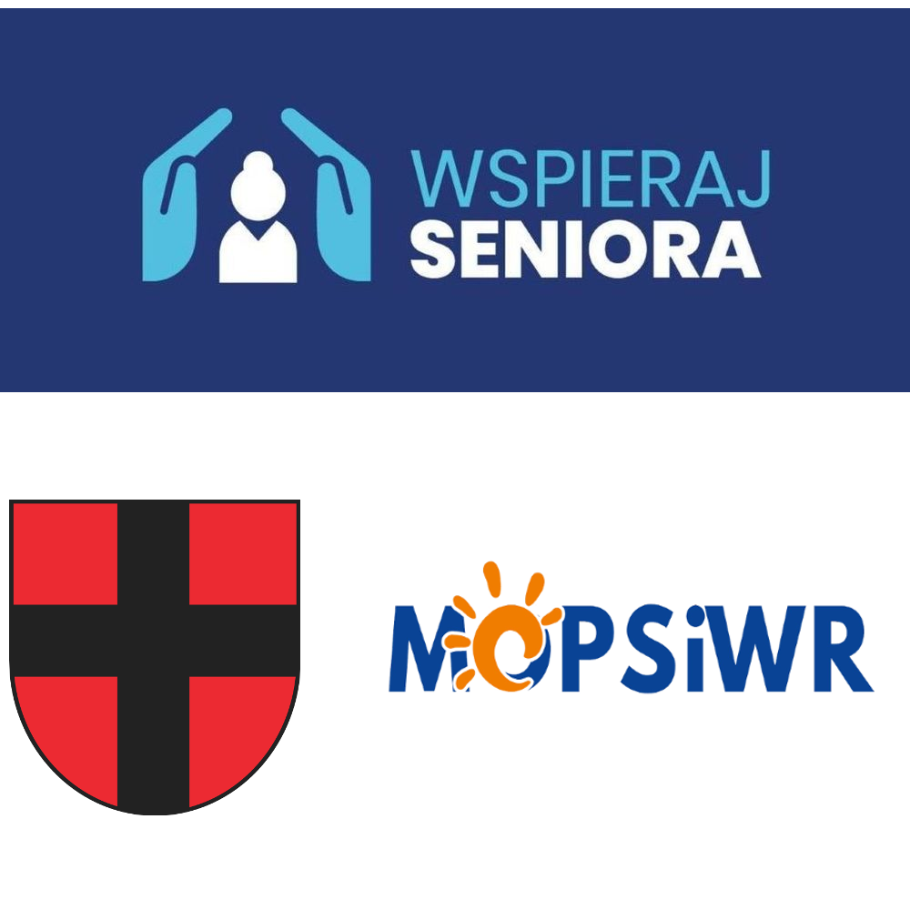Logo wspieraj seniora logo Gminy logo MOPSiWR
